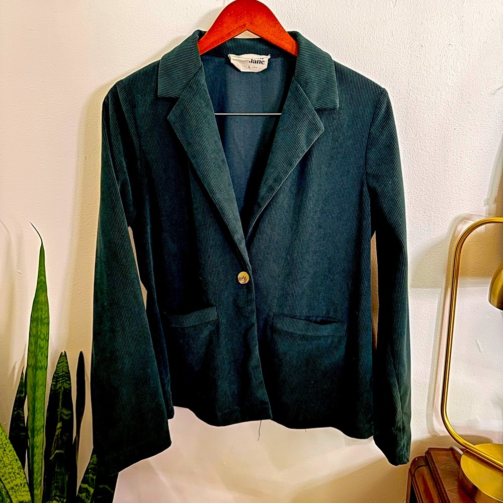 Beautiful Dark Green Corduroy Blazer EUC